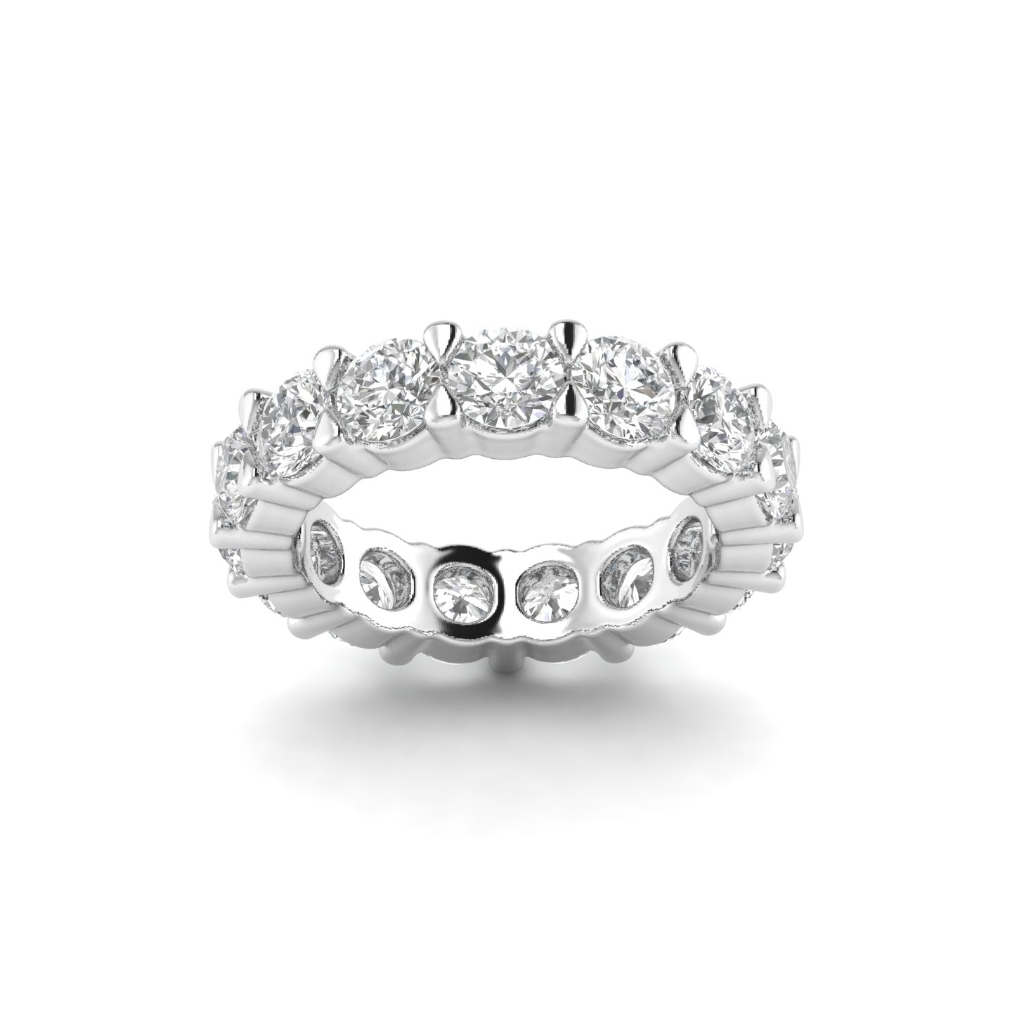 White Gold Studded 5.25 Carat Lab Grown Diamond Ring- E Color VVS Clarity.